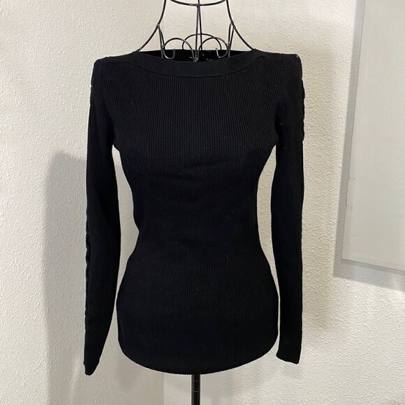 INC crew neck sweater with lace up sleeves size S - Picture 2 of 7